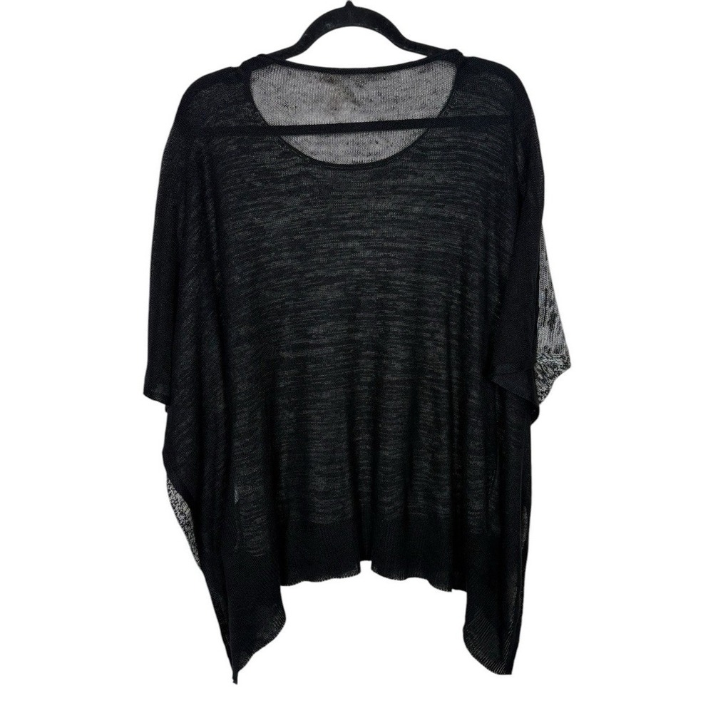 Eileen Fisher Organic Linen Twist Knit Raglan Box Sweater Poncho Top One Size - Picture 2 of 4